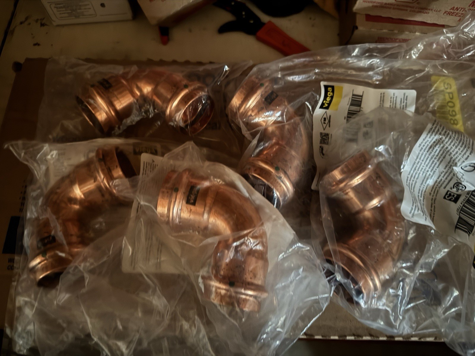Lot Of 5! VIEGA PROPRESS 77337 ProPress 90 Elbow, 1-1/2" x 1-1/2" Copper Fitting