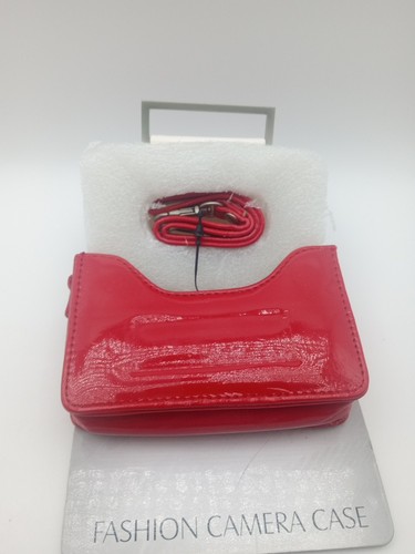 New Hi-Pro Fashion Camera Case Red Patent White Trim Detachable Strap 3x4.25" - Picture 6 of 6