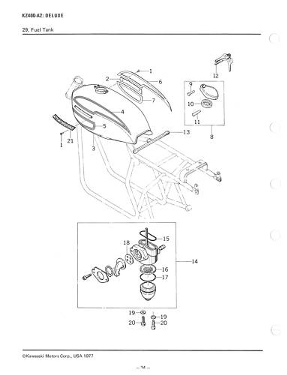 KAWASAKI Parts Manual KZ400 deluxe 1976 1977 A1 Replacement