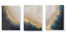 Stunning set of 3 x Original Gold Leaf canvas paintings!  Direct from the artist