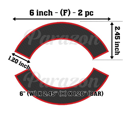 Custom Embroidered 5" 6" 7" Top/Bottom Rocker Sew on Patch MC Biker Badge (F) - Picture 17 of 20