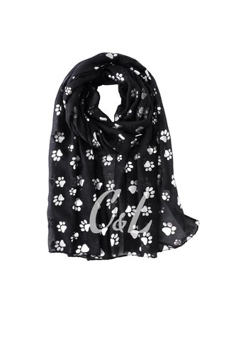 Foil Paw Print Scarf Large Fashion Pashimina Hijab Shawl Wrap - Picture 4 of 9