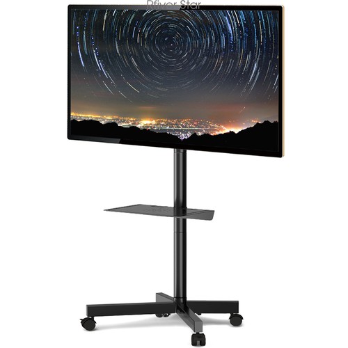 Modern TV Stand on Wheels Rolling TV Cart Mobile TV Stand for TVs 2355