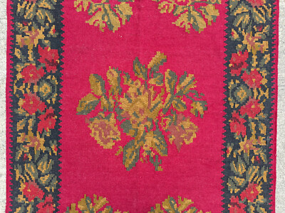 #ad 5x8 RED VINTAGE CAUCASIAN RUG HANDMADE oriental geometric turkey flat fine real $499.00