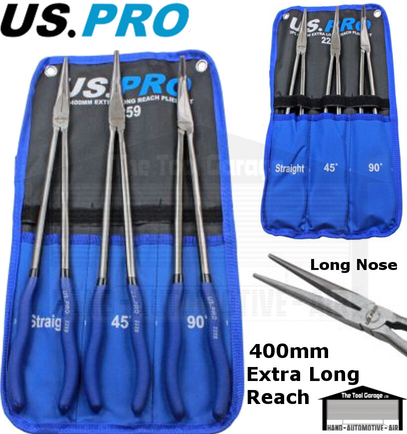 US PRO Tools 3pc 400mm Extra Long Reach & Long Nose Plier Set, Pliers NEW 2259