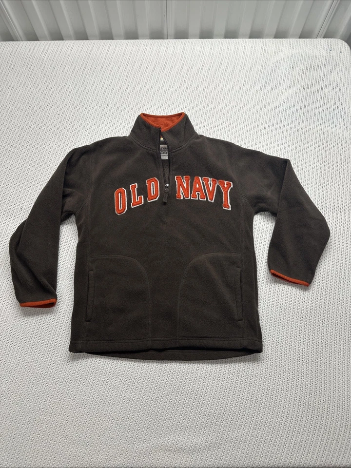 Old Navy Boys Large Fleece 1/4 Zip Pullover Brown/Orange Cleveland Browns Colors - Image 2 of 4