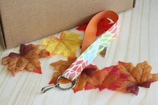 New Colorful Leaves Wristlet Keychain Lanyard, Key Fob, Teacher Gift