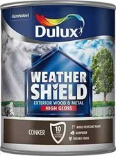 Dulux Weathershield Exterior Gloss Paint For Wood Metal Conker 750ml