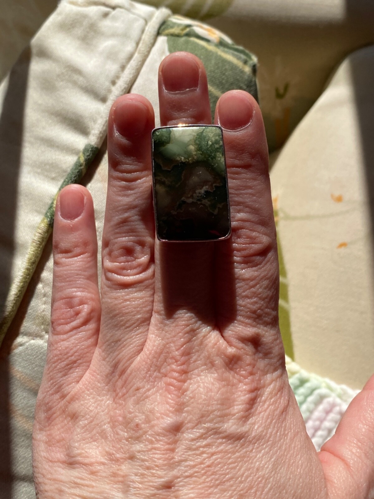 Large Designer Agate Sterling Silver Ring Size Ad… - image 7