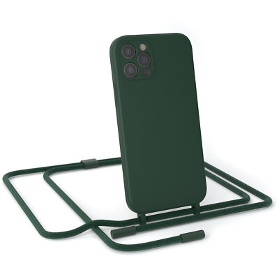 Für Apple iPhone 12 Pro Handyhülle zum Umhängen Band Kordel Kette Tasche Grün