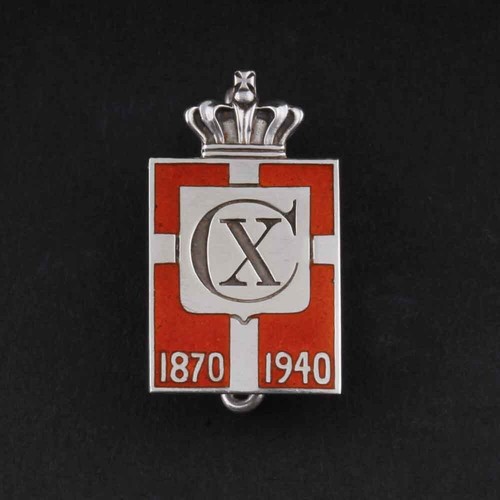 Georg Jensen Enamel Sterling Silver King Mark Pin From 1940. Rare!