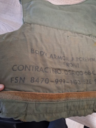 Body Armor Aircrewman Front USAF Uniforme Equipo Chicken Plate Vietnam RARO - Imagen 2 de 4