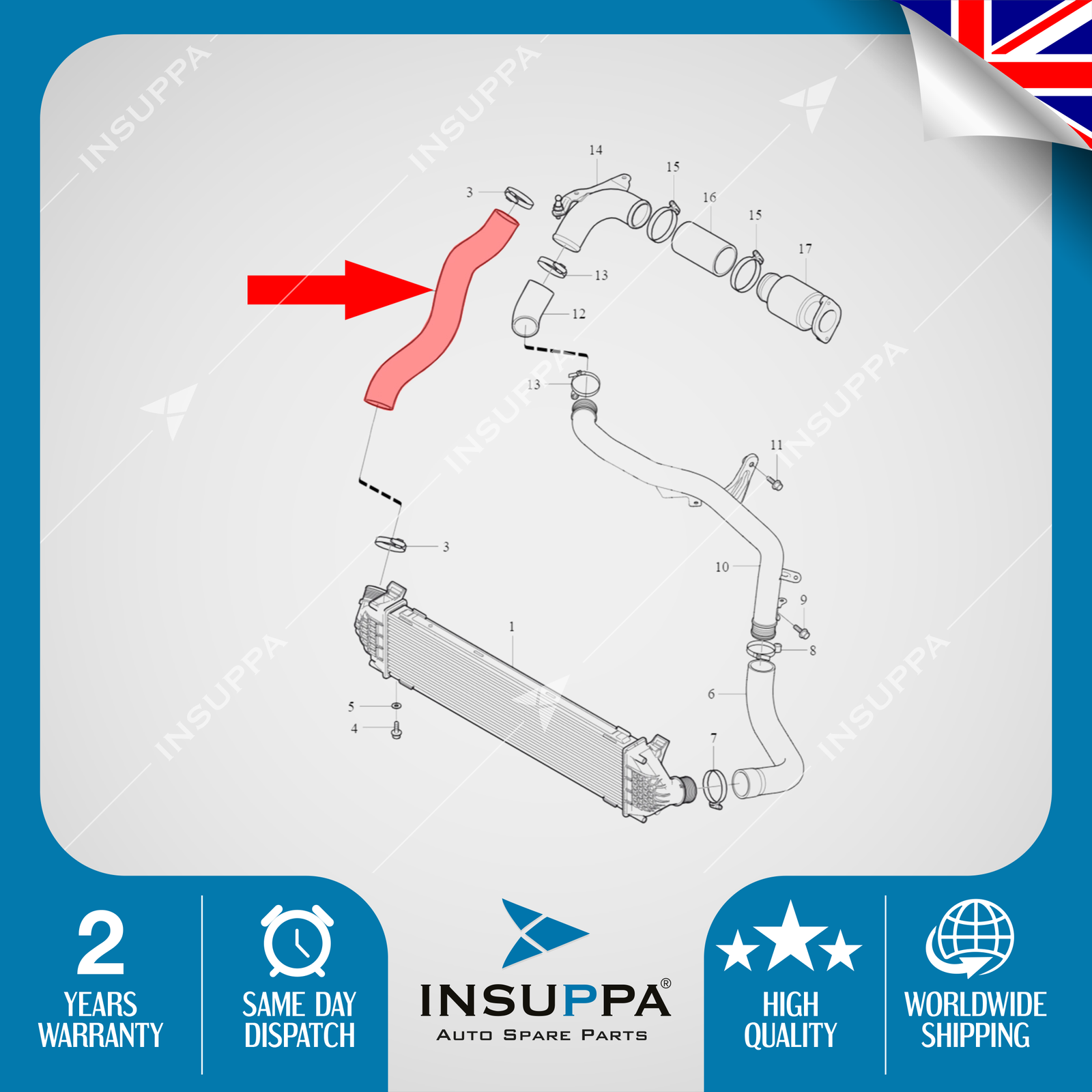 Intercooler Turbo Hose Pipe For Volvo V40 D2 1.6 Diesel 31293717 (2012