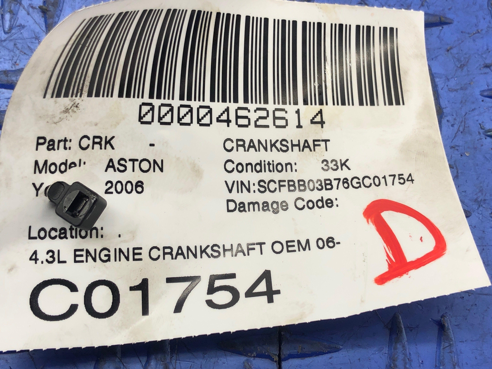 2006-2018 ASTON MARTIN VANTAGE V8 4.3L ENGINE CRANKSHAFT OEM 2007 2008 2009 2010