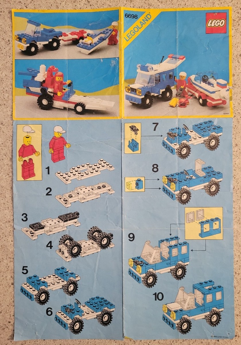 Vintage LEGO Legoland #6698 RV with Speedboat (1986) Instructions