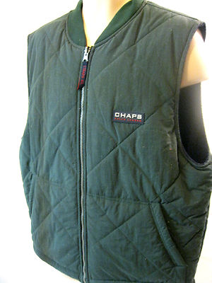 Mens CHAPS Ralph Lauren  LG  Reversible Navy Blue/ GreenPuffer  Front Zip Vest 