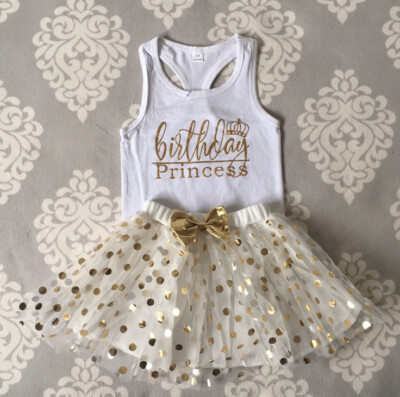 Birthday Princess - Girl Clothing Set: Tank Top & Tutu Skirt   (3-4 Years)