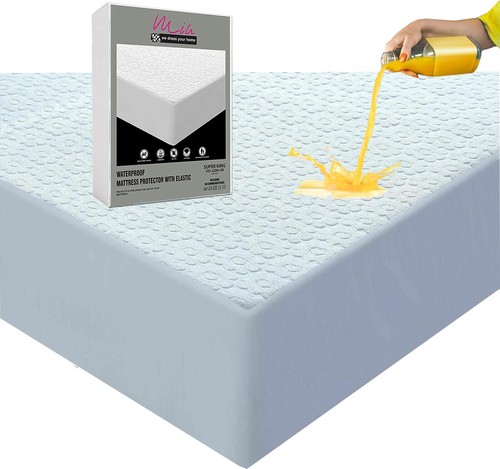 EXTRA DEEP WATERPROOF TERRY TOWEL MATTRESS PROTECTOR FITTED BED COVER NON NOISY - Picture 19 of 48