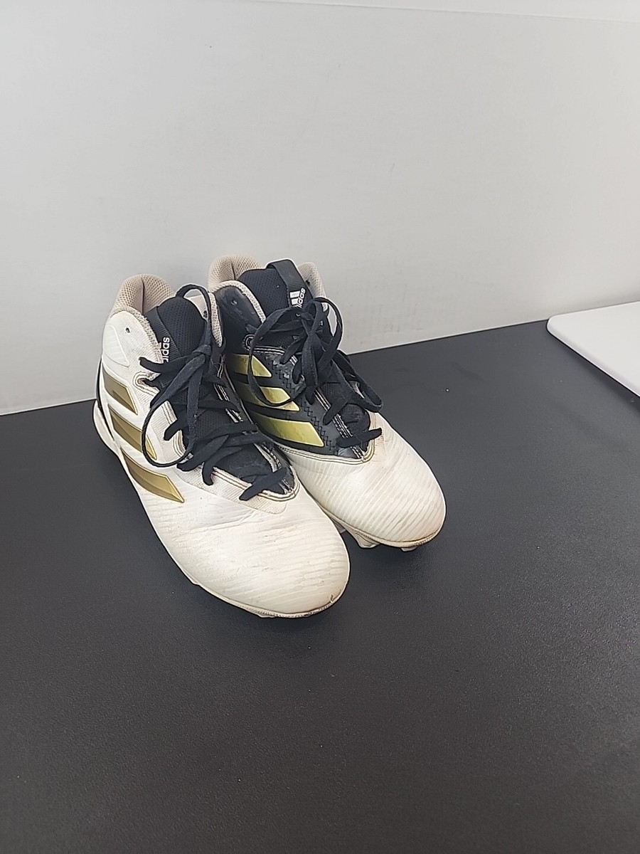 Adidas Youth High Top Baseball Cleats Boys Size Shoes Black White - Main Image