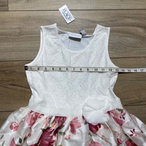 The Children’s Place Girls Lace & Floral Knit To Woven Dress Large 10/12 White - Picture 2 of 12