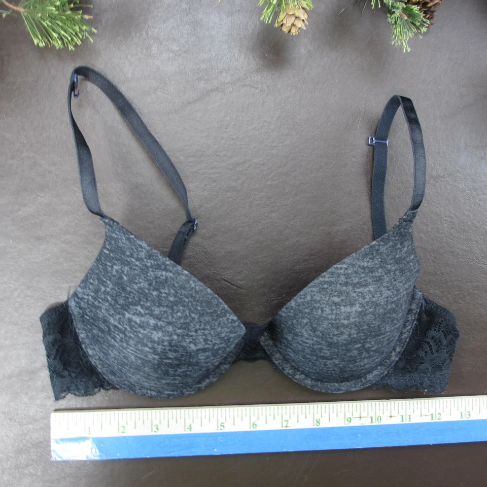 So Bra 32B Gris Acolchado Inalámbrico Cierre Ajustable Trasero Foto 2 de 4