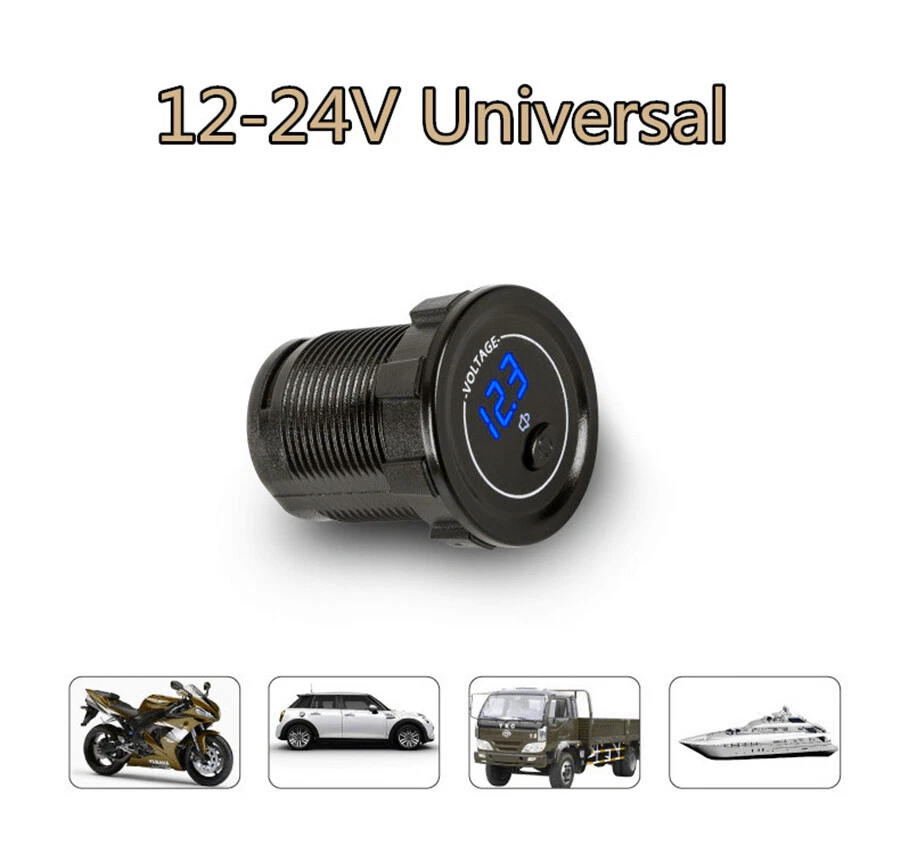 Синий светодиодный 12-24 В автомобильная панель цифровой дисплей вольтметр с независимым переключателем - Изображение 4 из 4
