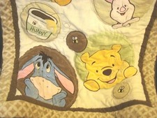 Disney Baby Winnie the Pooh, Eeyore, Tigger Plush Appliqued Infant Quilt 36x40