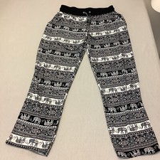 Eye Candy Tribal India Elephant Black White & Pink Jeggings Stretch Pants Size L