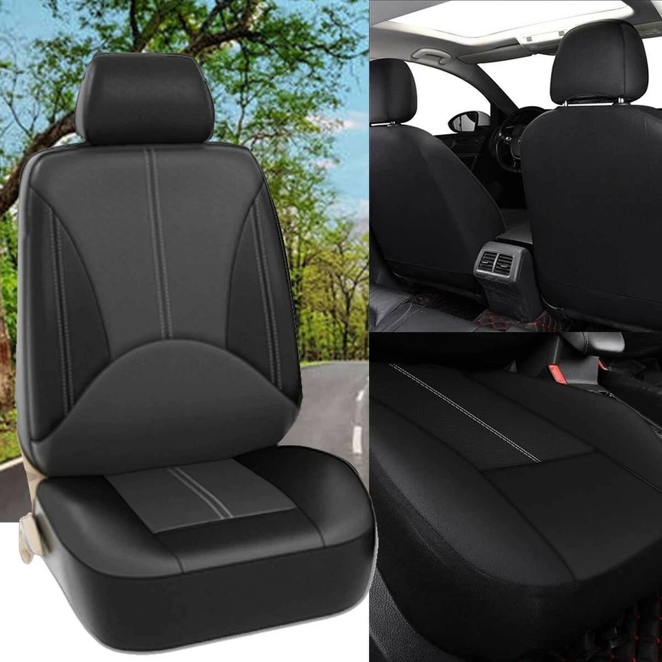  Juego completo de 9 piezas de protector de funda de asiento de coche + cojín delantero y trasero interior de cuero PU Foto 2 de 4