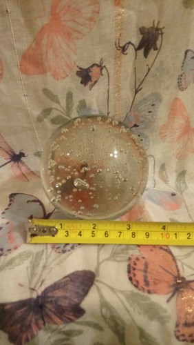 Heavy Vintage Glass Paperweight - Clear with Bubbles - Picture 3 of 4