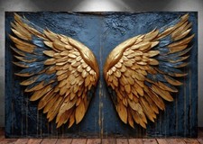 LEINWAND BILD ER XXL ABSTRAKT ENGELSFLÜGEL FLÜGEL ENGEL GOLD WAND POSTER P859