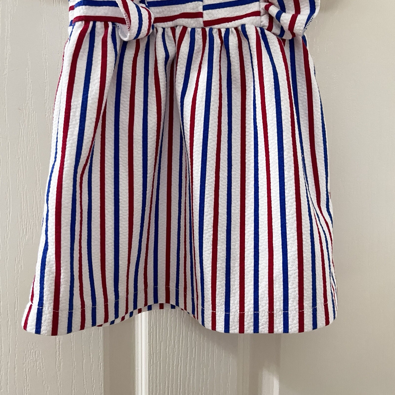 Zara Baby Girls Red White and Blue Striped Dress Flutter Sleeve Size 9-12 Months thumbnail 8