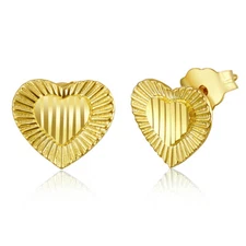 Wellingsale 14k Yellow Gold Heart Stud Earrings (8 X 8mm)