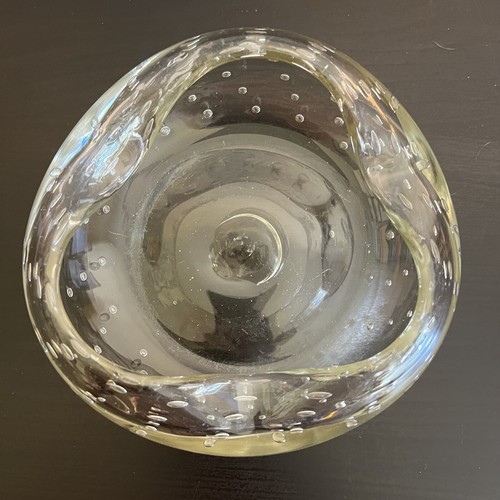 Vintage MCM Blenko Glass Ashtray Clear Glass Controlled Bubble Plants Amorphous - Picture 3 of 13