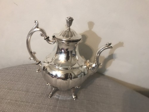 Servizio da tè e caffè vintage pesante garanzia Eton, placcato argento - Foto 3 di 9