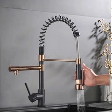 Rose Gold  Black Kitchen Sink Faucet Pull Down Sprayer Single Handle Mixer Tap