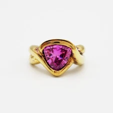 MJC Gold Plated Sterling Ring Size 6 PINK Stone QVC