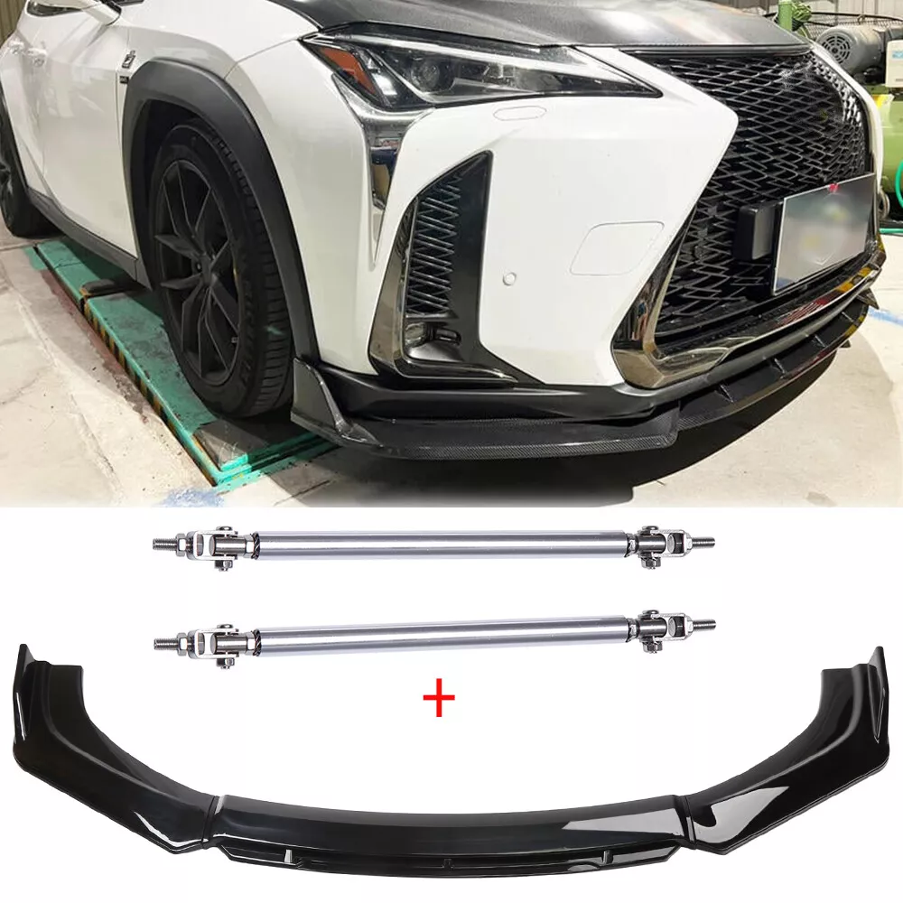 Front Bumper Lip Spoiler Splitter +Strut Rods For Lexus UX200 UX250h  2019-2022