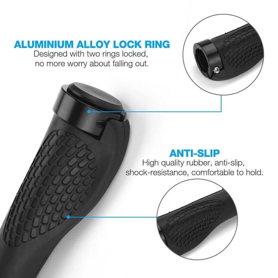 Empuñaduras de manillar de goma para bicicleta doble bloqueo en MTB bicicleta de montaña agarre ergonómico Foto 4 de 4