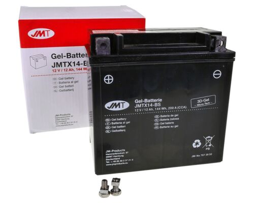 JMT Gel Starter Batterie JMTX14-BS 12V 12Ah CTX14-BS GTX14-BS ETX14-BS Moto - Photo 1/6