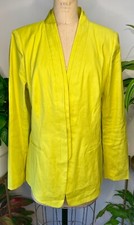 New $598 Lafayette 148 Parakeet Chartreuse Yellow Linen Blend Jacket Blazer*14 L