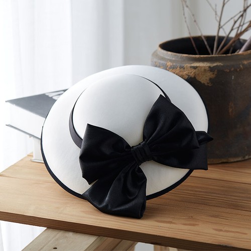 Cappello donna donna stile francese cena festa fiocco elegante cappello retrò con clip matrimonio - Foto 7 di 18