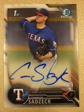 2016 1st BOWMAN CHROME #BCAP-CS CONNOR SADZECK AUTO SIGNED TEXAS RANGERS