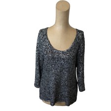 Eileen Fisher Metallic Gray Silver Sweater Size Medium