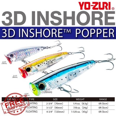 Leurre Yo Zuri Duel 3D Inshore Popper 90F - Flottant, Bar, Neuf