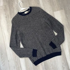 Club Monaco Sweater alpaca wool crewneck textured knit mens Navy Blue (small)