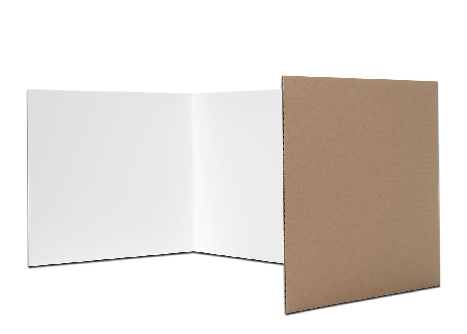 Белая трехстворчатая кабинетная тележка с обратной стороны - Ширина 48 X Высота 12 - Гофрированная -