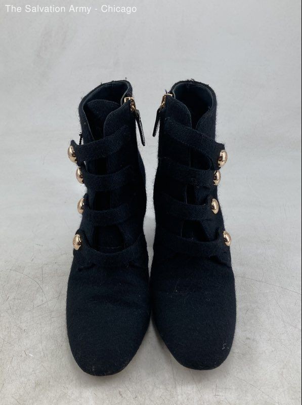 Tory Burch Womens Marisa Black Suede Round Toe Heeled Ankle Boots Size 7M