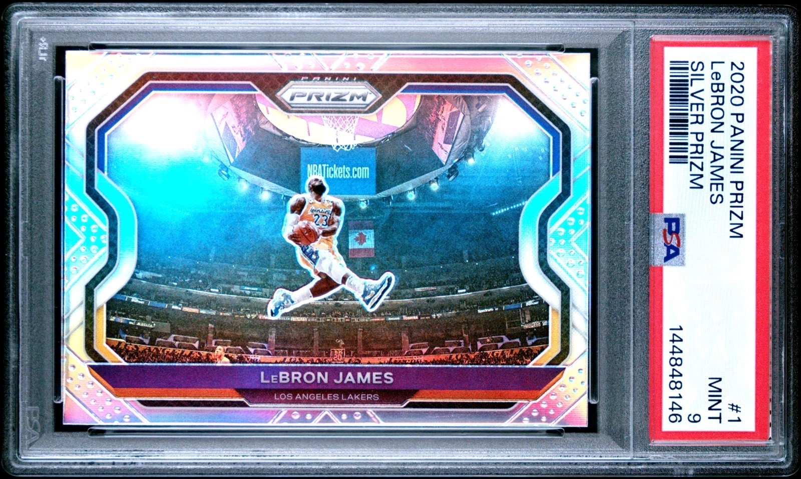 2020 Panini Prizm - Lebron James Silver Kobe Tribute PSA 9 #1 Los Angeles Lakers