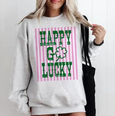 Happy Go Lucky Postage Stamp Crewneck Sweatshirt Vintage Aesthetic Gift